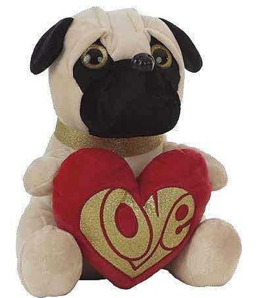 Peluches Creaciones Llopis | Pug Dog Coraz N Peluche 32Cm