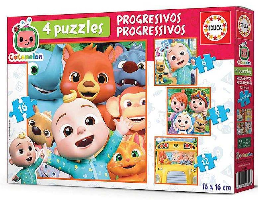 Puzzles Educa Borrás | 4 Puzzle Progresivos Cocomelon