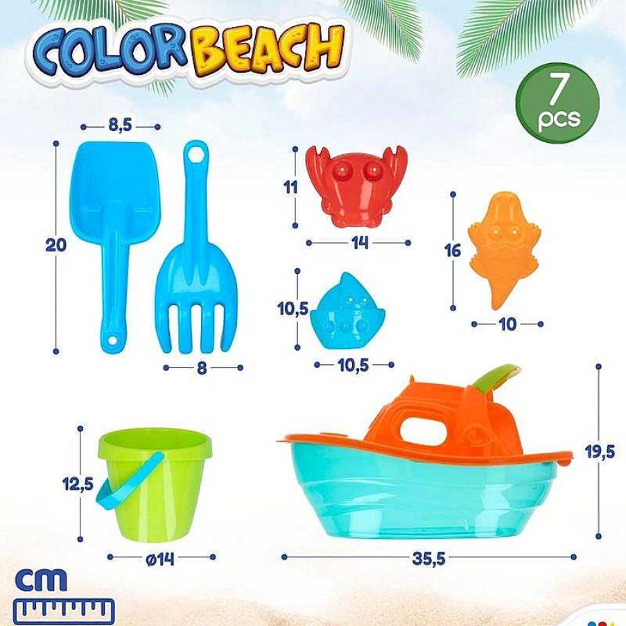 Juguetes Verano Color Baby | Cubo Playa Con Pala, Rastrillo Y Moldes