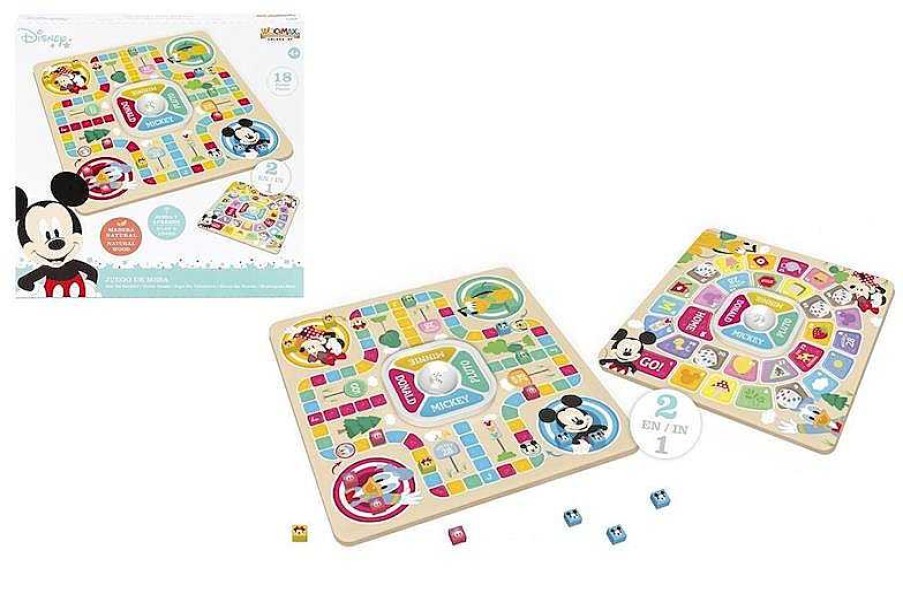 Juegos De Mesa Color Baby | Juego Mesa De Madera Mickey 2 En 1