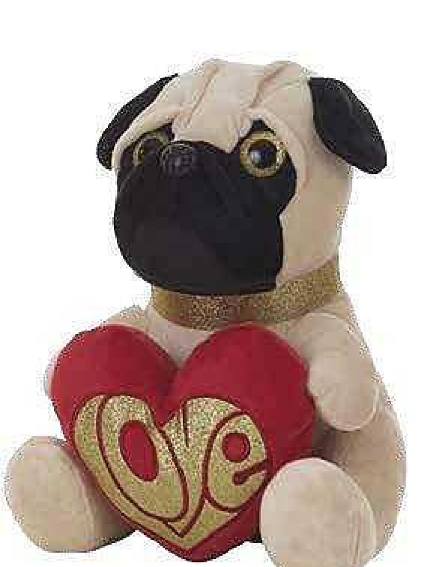 Peluches Creaciones Llopis | Pug Dog Coraz N Peluche 26Cm