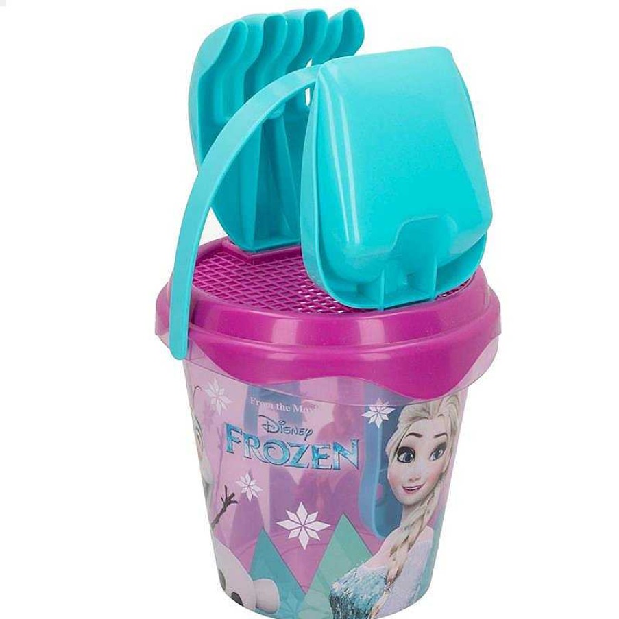 Juguetes Verano Color Baby | Cubo Playa Frozen Con Pala,Rastrillo,Cedazo Y 2 Moldes